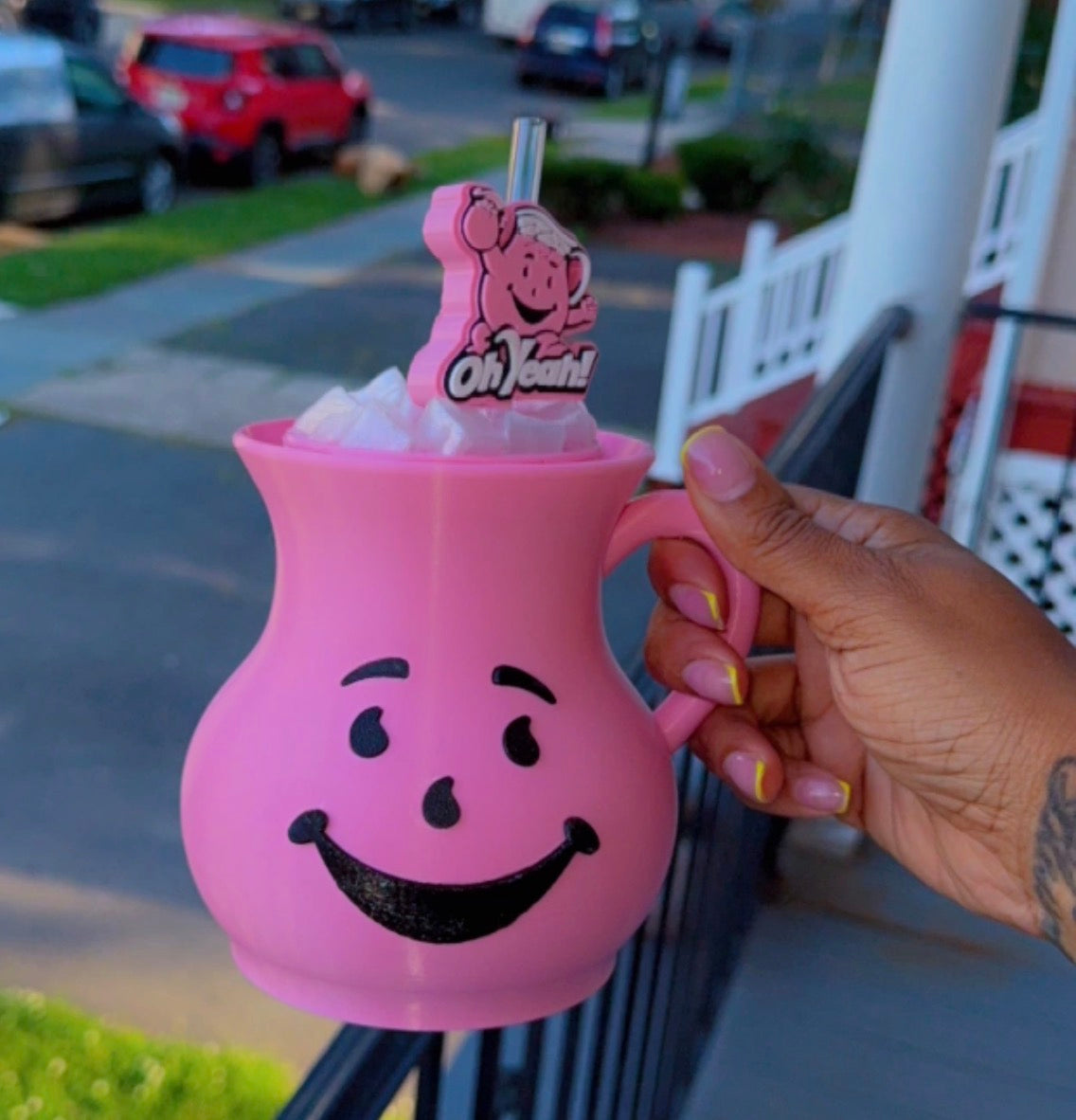 Retro Pitcher Cup Straw Topper Included | 90s Inspired Cold Drink Cup