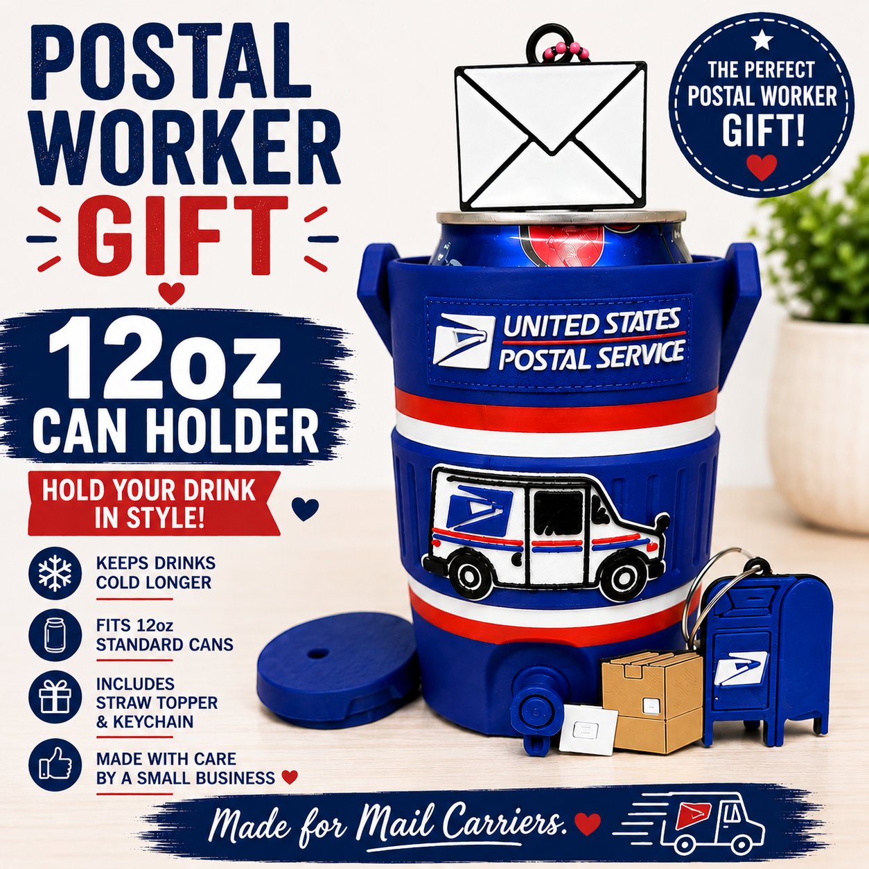 Mail Carrier Drink Holder + Can Opener